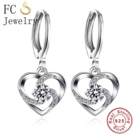 FC Jewelry 925 Silver Spiral Infinity Love Heart Zirconia Stone Hoop Earring Accessories Boucles Doreilles For Women Oorbellen