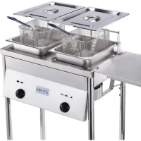 Bioexcel SS21 Two-Tank Propane Deep Fryer with Thermometer Commercial Deep Fryer, Outdoor Deep Fryer