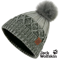 【Jack wolfskin 飛狼】毛球漸層針織紋內刷毛保暖帽 毛帽(黑灰)