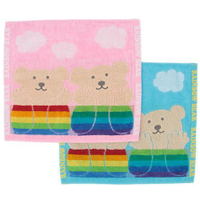 【領券滿額折100】 日本【彩虹熊RAINBOW BEAR】雙熊雲朵圖案方巾(35×39 cm)