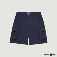 【Hang Ten】男裝-RELAXED FIT斜紋多口袋工裝短褲(丈青)