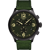 TISSOT 天梭 官方授權 韻馳系列 Chrono XL計時手錶 迎春好禮-綠x黑框/45mm T1166173709700