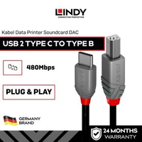 LINDY 36940-3 Kabel Data USB 2.0 Type C to Type B 480Mbps Cable Printer Scanner Soundcard DAC Midi O