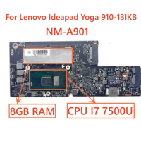 NM-A901 For Lenovo Ideapad Yoga 910-13IKB laptop motherboard with CPU I7-7500U 8GB/16GB 100% Tested Fully Work