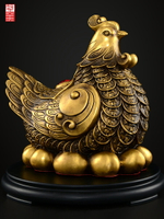銅雞擺件風水純銅金錢母雞金雞下蛋生肖招財雞客廳裝飾工藝品