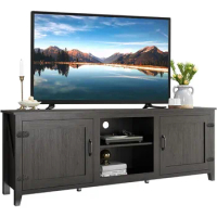 TV Stand up to 80 Inch, Modern Entertainment Center with Barn Doors, Mid Century 70 Inch Long Media TV Console Table