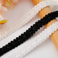2m White Beige Black Centipede Braided Curve Lace Ribbon Pillow Cushion Trim DIY Clothing Decoration Upholstery Edging Sewing