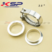 Kingsun 3.5'' Sus 304 Stainless Steel V Band Clamp Kit With Two Normal V Band Flanges Professional For Turbo/Exhaust Downpipes