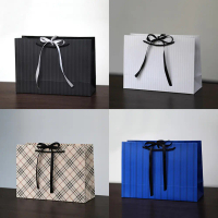 Bow Decor Gift Paper Tote, Shopping & Cosmetic Packaging Bag for Apparel
