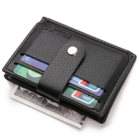 2023 Business Men Credit Card Bag Zipper &amp; Hasp Multifunction Coin Purse High Quality PU Leather Coin Wallet ID Holders