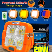 lampu emergency tenaga Surya 20 watt panel matahari ms 511  4 mode cahaya