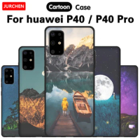 JURCHEN Phone Case For Huawei P40 For Huawei P40 Pro Cover Silicone TPU Black Back Matte Cover For Huawei P40 P 40 P40Pro Case