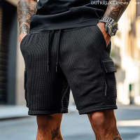 SDScRetro Casual Capri Pants, [ in-Stock Express Delivery]Summer Men's Waffle Shorts, Breathable Str
