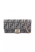 Fendi Pre-Loved Fendi Baguette Wallet On Chain FF Jacquard chain wallet denim leather Dark navy