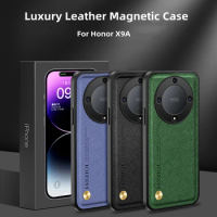 For Huawei Honor X9A Case Luxury Leather Cross Grain Shockproof Bumper For Honor X9 A X40 70 80 Pro 80Gt Magnetic Phone Cover