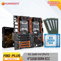 HUANANZHI X99 F8D PLUS LGA 2011-3 XEON X99 Motherboard with Intel E5 2680 V4*2 with 4*32G DDR4 RECC memory combo kit set