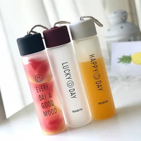 Portable Frosted Glass Water Bottle Drink Bottle Water Container Contracted Smile Water Bottle-Cup Cup Cover included