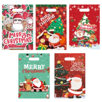 10/20pcs Christmas Candy Cookie Bag Chocolate Wrapper Xmas Santa Claus Elk Gift Packaging Bag Christmas Party Decor New Year