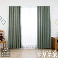 窗簾 松葉綠簾 100×240cm 台灣製 2片一組 可水洗 落地窗簾 日式既成窗簾 兩倍抓皺 型態記憶加工