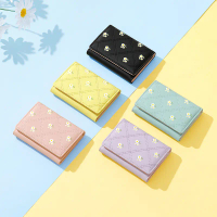 TAOMICMIC Dompet Wanita Motif Bunga Dompet Lipat Pendek Y9003 Bahan Kulit PU Leather Premium Kartu U