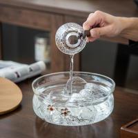 日式玻璃茶洗帶蓋特大號透明耐高溫洗茶杯家用帶蓋功夫茶具洗杯盆