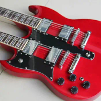 Wholesale Guitar Custom Left Handed Double Neck Electric Guitar 1275 Top Quality In red 111229