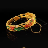 High quality pure gold 999 real gold 24K gold lotus pond moonlight tank fish goose bracelet women's bracelet AU750