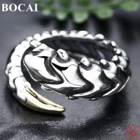 BOCAI S925 Sterling Silver Rings 2022 New Fashion Originality Centipede Adjustable Solid Argentum Hand Jewelry for Men Women