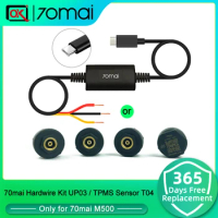 70mai Type-C Hardwire Kit UP03 for 70mai M500 X200 Omni A810 &amp; Car Tire Pressure Monitoring Sensor T04 for 70mai Dash Cam M500