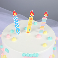 紙質火焰蠟燭 蛋糕插牌 蛋糕裝飾 材料包 蛋糕裝飾 慶生 周歲 無火焰蠟燭