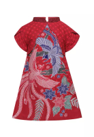 Rianty Kids Dress Baju Pesta Batik Anak Perempuan Reane Merah Katun Premium Lengan Pendek