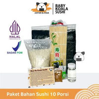 PAKET BAHAN SUSHI LENGKAP 10 Porsi Halal | Beras Japonica, Nori, Bambu Mat, Shoyu, Sushi Seasoning /