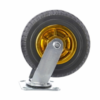 萬向輪6寸輪重型腳輪靜音橡輪4 5 8寸平板手推車輪轉向帶剎車