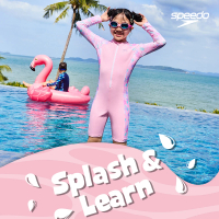 【SPEEDO】女孩 一件式長袖防曬裝Splash ＆ Learn(粉/碎花)