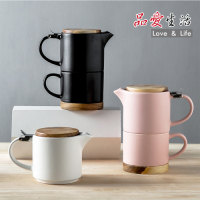 品愛生活 簡約陶瓷茶壺馬克杯組(一壺一杯)