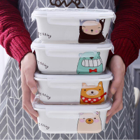 三格飯盒陶瓷分格飯盒可愛微波爐專用少女便當盒長方形上班族學生