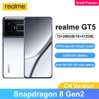 realme GT 5 Snapdragon 8 Gen 2 Octa Core 5G NFC Cellphone 144Hz Supports Bluetooth 5.3 50MP 150W Charger Smartphones