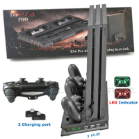 PS4 PRO Vertical Charger Dock Station Cooler For PS 4 Play Station 4 Joystick Cooling Charging Stand For Playstation 4 Pro Games