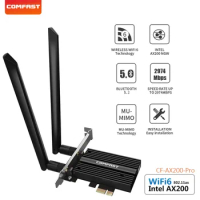 3000Mbps WiFi 6 Intel AX200 PRO PCIE-X1 Wireless Adapter Dual-band 2.4G / 5G Wifi Network Card Bluetooth 5.0 WiFi adapter