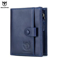 BULLCAPTAIN RFID Men's Wallet Leather Men's Coin Purse Zipper Wallet Card Coin Wallet Holder Credit Card Bag