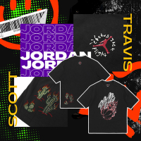 Nike 短袖 Jordan x Travis Scott Tee 男款 黑 紅 短T 純棉 水鑽 聯名 喬丹 DO4102-010