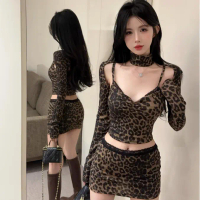 European and American Style Hot Girl Leopard Print Base Tank Top Sexy Backless Inner Wear Top Bodyco
