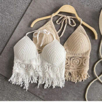 Sexy Boho Beach Holiday Camisole Halter Knit Women's Crop Tops