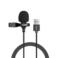 Portable USB Mini Microphone 1.5m Condenser Clip-on Lapel Lavalier Mic Wired Microphones for Laptop Computer Recording Chat