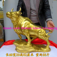HUGE Large HOME SHOP Company bring good luck Business money Success golden bull stock bull market Auspicious decoration statue