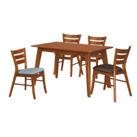 【BODEN】普尼4.9尺柚木色餐桌椅組合(一桌四椅-三款可選)