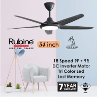 RUBINE 54\ 5 Blades DC Motor 9 Speed Reversal Remote Control Decorative Ceiling Fan with LED Light K