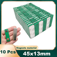 10 Pcs Green Magnetic Badge Strong Magnet Name Tag 45*13mm Rectangle with Two Strong Magnets,Steel Part with Tape Magnetic Badge