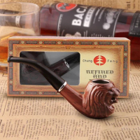 Novelty Lion Head Resin Pipe Creative Carving Cigarette Holder Pot Potable Handheld Cigaratte Tube Bent Filter Smoking Equipment