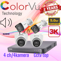paket cctv 4 ch hikvision 5mp 3K colorvu audio bluit mic